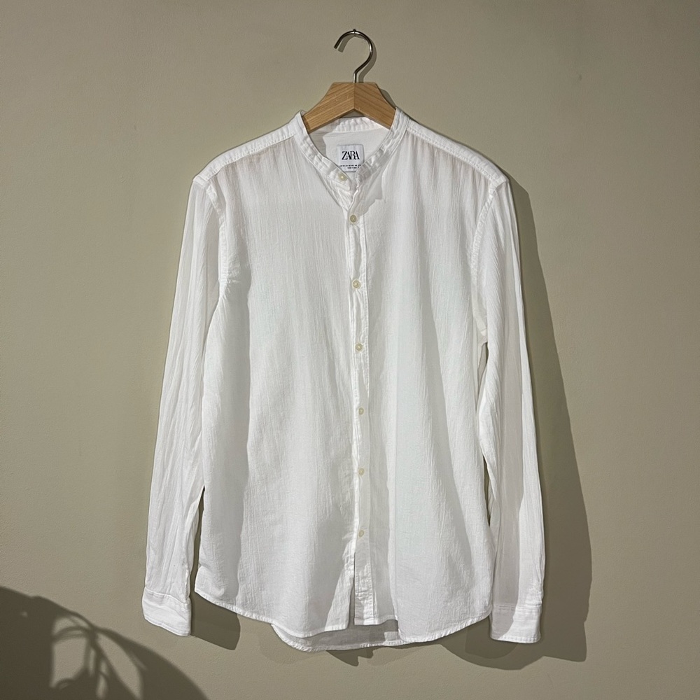 Zara Banded Collar Lightweight Cotton Shirt